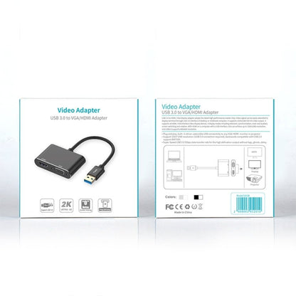 5201B 2 in 1 USB 3.0 to VGA + HDMI HD Video Converter, 5201B Black, 5201B Silver - ORIWHIZ