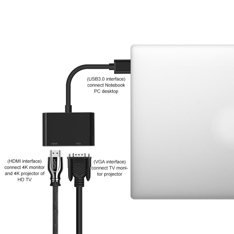 5201B 2 in 1 USB 3.0 to VGA + HDMI HD Video Converter, 5201B Black, 5201B Silver - ORIWHIZ