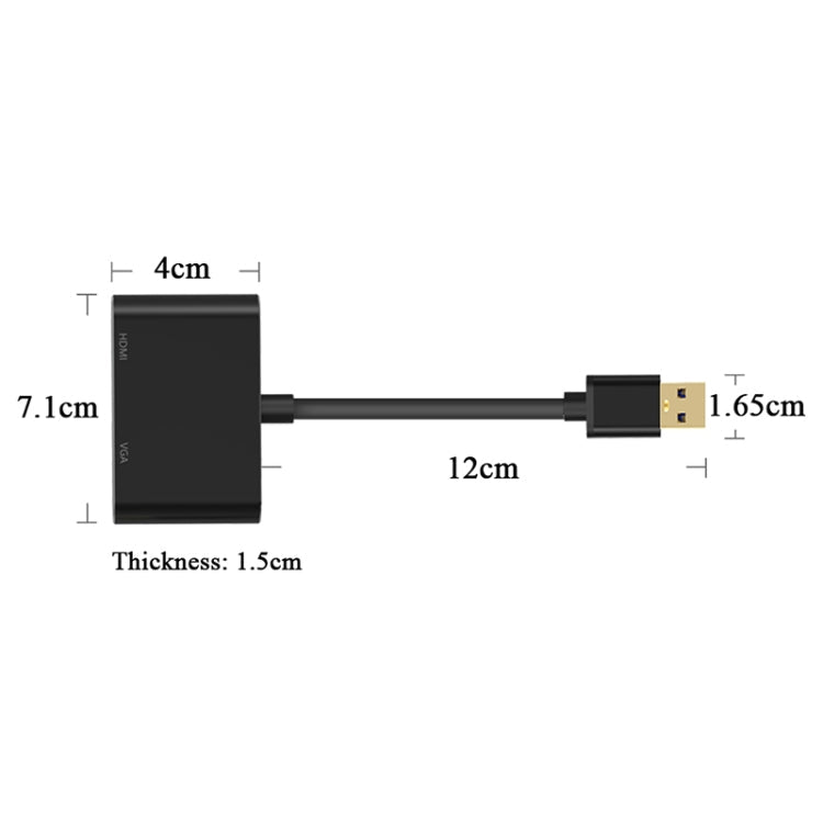 5201B 2 in 1 USB 3.0 to VGA + HDMI HD Video Converter, 5201B Black, 5201B Silver - ORIWHIZ