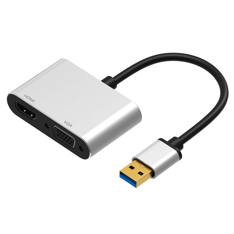 5201B 2 in 1 USB 3.0 to VGA + HDMI HD Video Converter, 5201B Black, 5201B Silver - ORIWHIZ