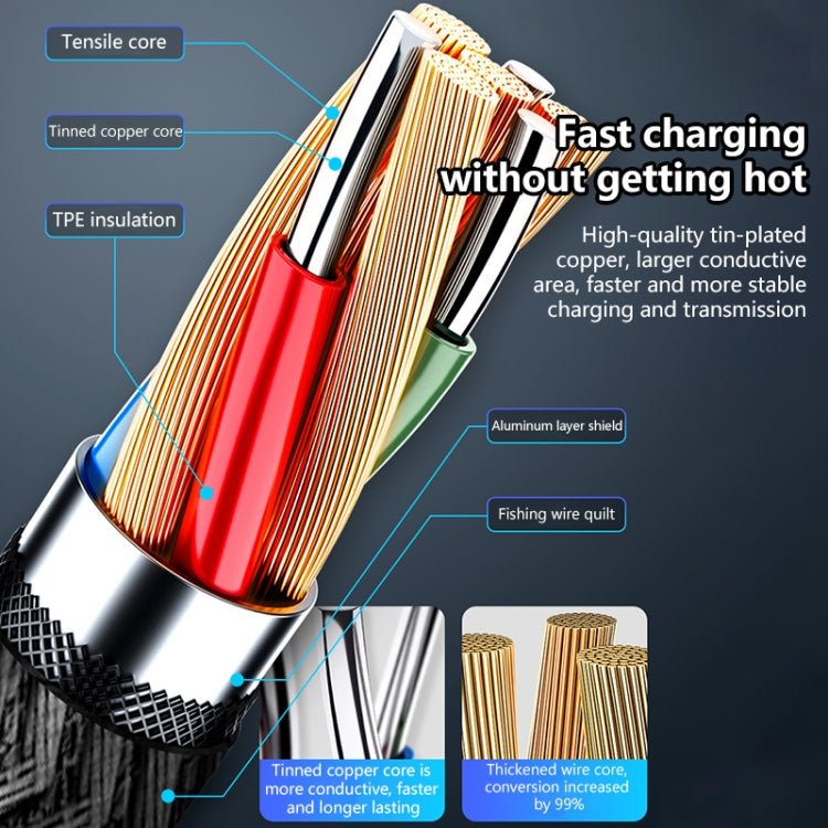 5A Beauty Tattoo USB Charging Cable,Cable Length: 1m, USB - C / Type - C, Micro USB, 8 Pin - ORIWHIZ