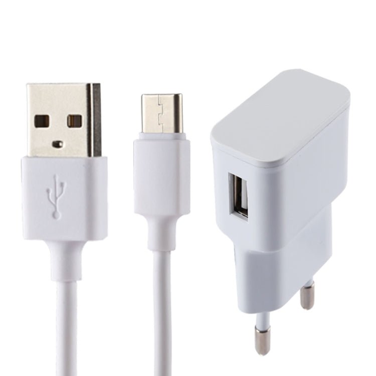 5V 2.1A Intelligent Identification USB Charger with 1m USB to USB - C / Type - C Charging Cable, EU Plug - ORIWHIZ