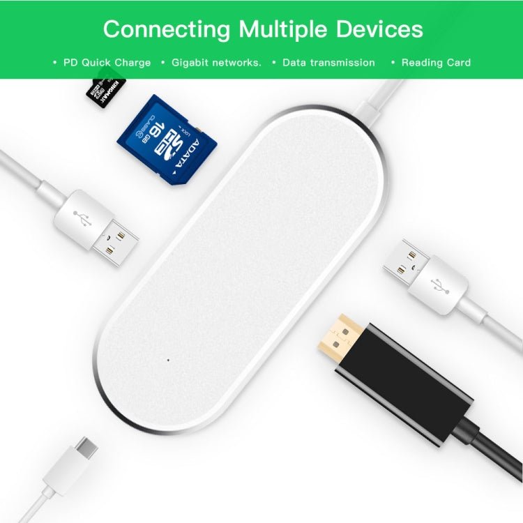 6 in 1 Hub USB - C / Type - C to USB - C / Type - C & HDMI & SD & TF & 2 USB Adapter - ORIWHIZ