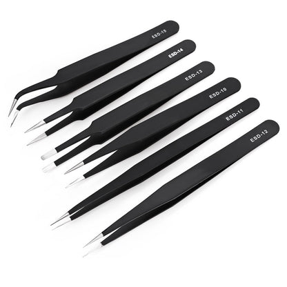 6 in 1 Stainless Steel Anti Static tweezers set, 6 in 1 - ORIWHIZ