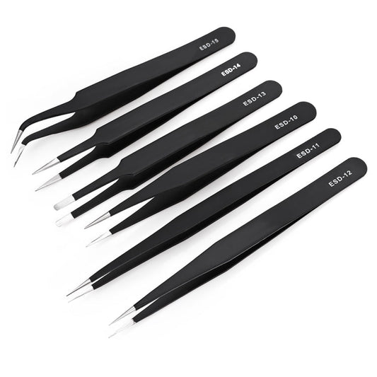 6 in 1 Stainless Steel Anti Static tweezers set, 6 in 1 - ORIWHIZ