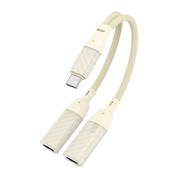 60W 2 in 1 Type - C to Dual Type - C Audio Adapter, Type - C to Dual Type - C - ORIWHIZ
