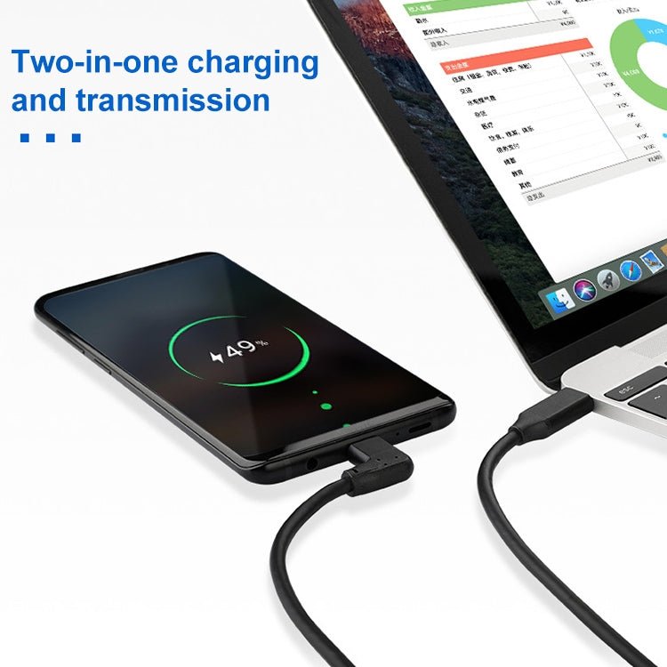 60W 3A USB - C / Type - C Male to USB - C / Type - C Elbow PD Fast Charging Magic Belt Cable, 0.5m, 1m, 2m - ORIWHIZ