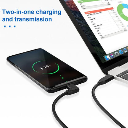 60W 3A USB - C / Type - C Male to USB - C / Type - C Elbow PD Fast Charging Magic Belt Cable, 0.5m, 1m, 2m - ORIWHIZ