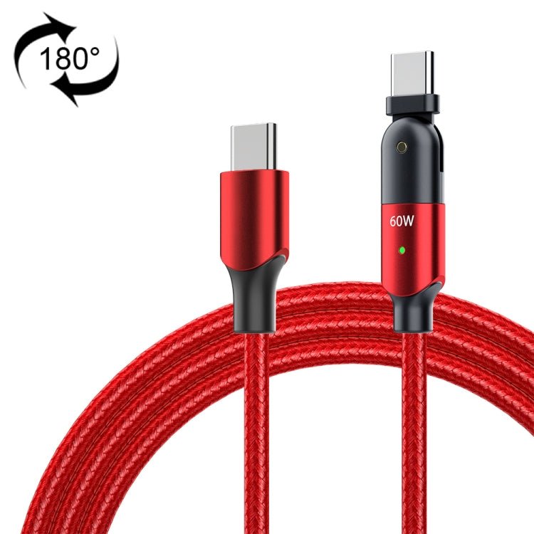 60W 3A USB - C / Type - C to Type - C 180 Degree Rotating Elbow Fast Charging Cable, 1.2m 60W PD, 2m 60W PD - ORIWHIZ