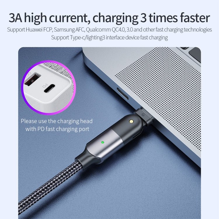 60W 3A USB - C / Type - C to Type - C 180 Degree Rotating Elbow Fast Charging Cable, 1.2m 60W PD, 2m 60W PD - ORIWHIZ