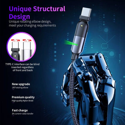 60W 3A USB - C / Type - C to Type - C 180 Degree Rotating Elbow Fast Charging Cable, 1.2m 60W PD, 2m 60W PD - ORIWHIZ