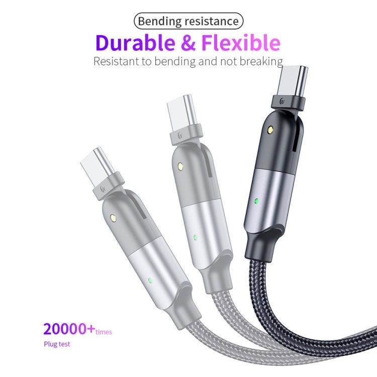 60W 3A USB - C / Type - C to Type - C 180 Degree Rotating Elbow Fast Charging Cable, 1.2m 60W PD, 2m 60W PD - ORIWHIZ