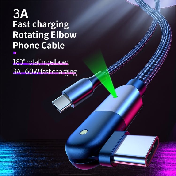 60W 3A USB - C / Type - C to Type - C 180 Degree Rotating Elbow Fast Charging Cable, 1.2m 60W PD, 2m 60W PD - ORIWHIZ