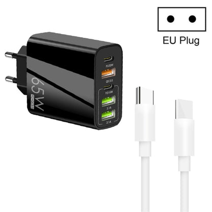 65W Dual PD Type - C + 3 x USB Multi Port Charger with 3A Type - C to Type - C Data Cable, US Plug, EU Plug + Type - C to Type - C Cable - ORIWHIZ