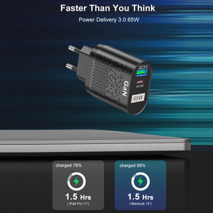 65W GaN Mobile Phone Charger PD Fast Charge Computer Adapter, Black EU Plug, Black UK Plug, Black US Plug, Black AU Plug, Black KR Plug, White EU Plug, White UK Plug, White US Plug, White AU Plug, White KR Plug - ORIWHIZ