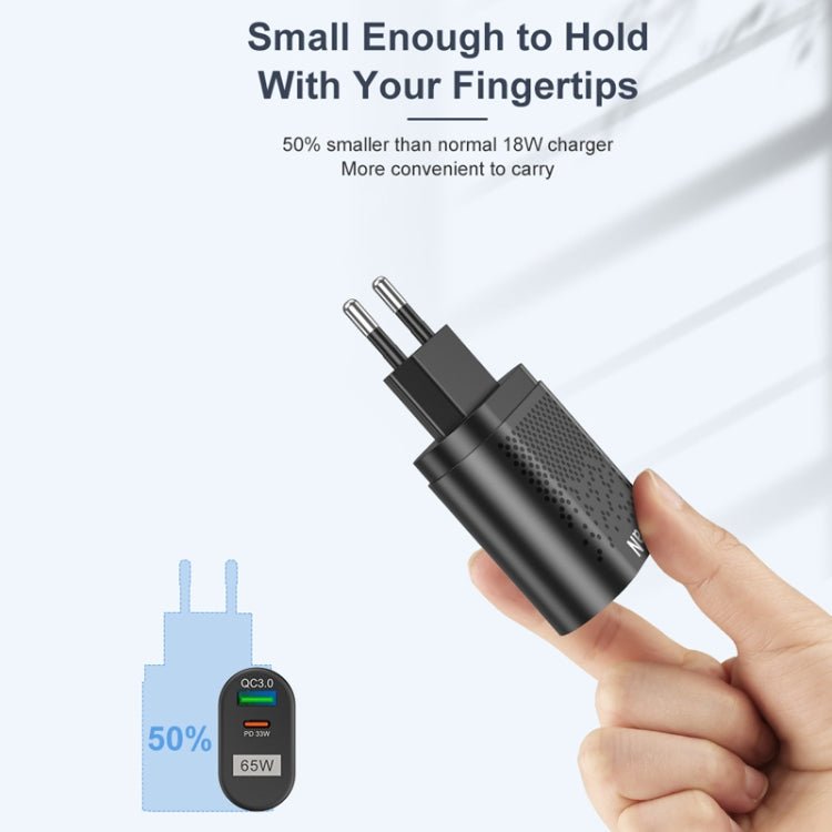 65W GaN Mobile Phone Charger PD Fast Charge Computer Adapter, Black EU Plug, Black UK Plug, Black US Plug, Black AU Plug, Black KR Plug, White EU Plug, White UK Plug, White US Plug, White AU Plug, White KR Plug - ORIWHIZ