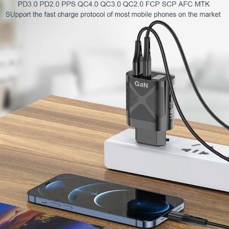 65W GAN PD + QC3.0 Fast Charger Phone Notebook Computer Universal Charging Head, EU Plug Black, UK Plug Black, US Plug Black, AU Plug Black, EU Plug White, UK Plug White, US Plug White, AU Plug White - ORIWHIZ
