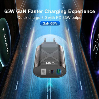 65W GAN PD + QC3.0 Fast Charger Phone Notebook Computer Universal Charging Head, EU Plug Black, UK Plug Black, US Plug Black, AU Plug Black, EU Plug White, UK Plug White, US Plug White, AU Plug White - ORIWHIZ