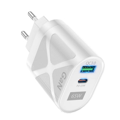 65W GAN PD + QC3.0 Fast Charger Phone Notebook Computer Universal Charging Head, EU Plug Black, UK Plug Black, US Plug Black, AU Plug Black, EU Plug White, UK Plug White, US Plug White, AU Plug White - ORIWHIZ
