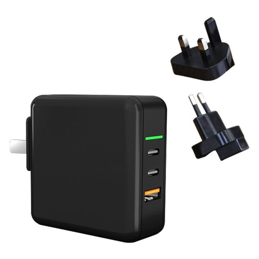 65W USB Ports x 1 + Type - C Port x 2 GaN Portable Mini Fast Charger Travel Charger with UK & US & EU Plug Set - ORIWHIZ