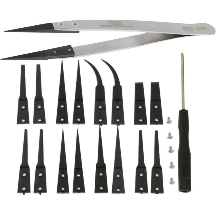 9 in 1 Replaceable Anti - Static Tweezers with Cross Screwdriver, 9 in 1 - ORIWHIZ