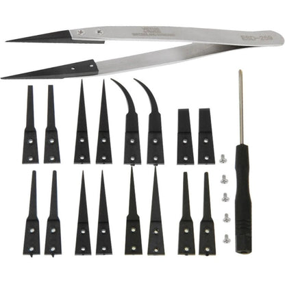 9 in 1 Replaceable Anti - Static Tweezers with Cross Screwdriver, 9 in 1 - ORIWHIZ