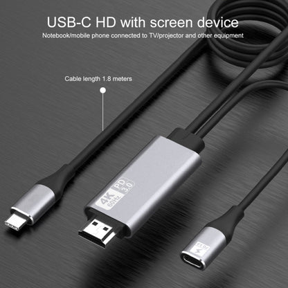 9572PD USB - C / Type - C Male to HDMI Male 4K HD Video Adapter Cable, Cable Length: 1.8m - ORIWHIZ