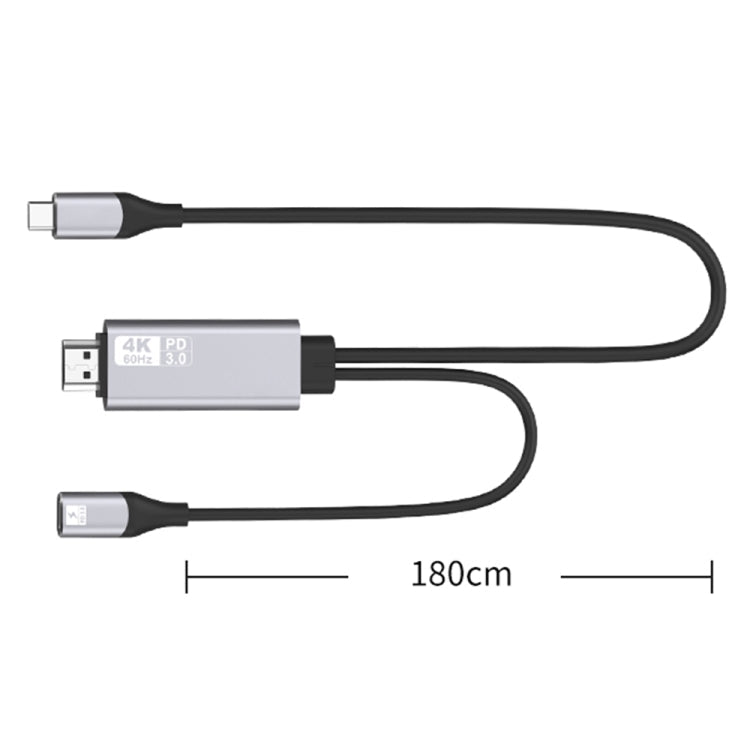 9572PD USB - C / Type - C Male to HDMI Male 4K HD Video Adapter Cable, Cable Length: 1.8m - ORIWHIZ