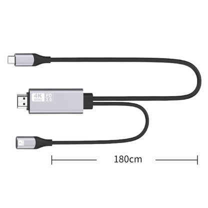 9572PD USB - C / Type - C Male to HDMI Male 4K HD Video Adapter Cable, Cable Length: 1.8m - ORIWHIZ