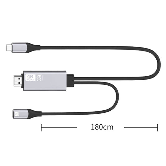 9572PD USB - C / Type - C Male to HDMI Male 4K HD Video Adapter Cable, Cable Length: 1.8m - ORIWHIZ