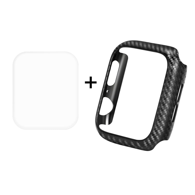 ENKAY Hat-Prince 2 in 1 Carbon Fiber Texture TPU Semi-clad Protective Shell + 3D Full Screen PET Curved Heat Bending HD Screen Protector For Apple Watch Series 6 / 5 / 4 / Watch SE 44mm, For Apple Watch Series 6 / 5 / 4 / Watch SE 44mm