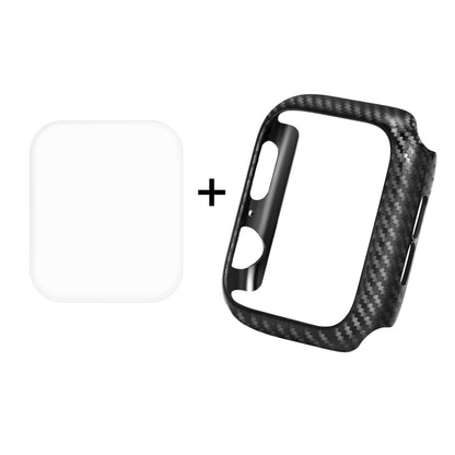ENKAY Hat-Prince 2 in 1 Carbon Fiber Texture TPU Semi-clad Protective Shell + 3D Full Screen PET Curved Heat Bending HD Screen Protector For Apple Watch Series 6 / 5 / 4 / Watch SE 44mm, For Apple Watch Series 6 / 5 / 4 / Watch SE 44mm