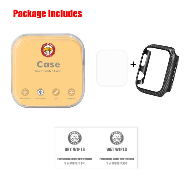 ENKAY Hat-Prince 2 in 1 Carbon Fiber Texture TPU Semi-clad Protective Shell + 3D Full Screen PET Curved Heat Bending HD Screen Protector For Apple Watch Series 6 / 5 / 4 / Watch SE 44mm, For Apple Watch Series 6 / 5 / 4 / Watch SE 44mm