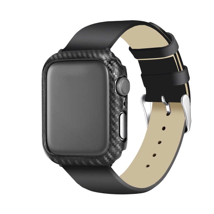ENKAY Hat-Prince 2 in 1 Carbon Fiber Texture TPU Semi-clad Protective Shell + 3D Full Screen PET Curved Heat Bending HD Screen Protector For Apple Watch Series 6 / 5 / 4 / Watch SE 44mm, For Apple Watch Series 6 / 5 / 4 / Watch SE 44mm