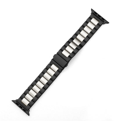 For Apple Watch Series 10 42mm / 9&8&7 41mm / SE 3&SE 2&6&SE&5&4 40mm / 3&2&1 38mm Fold Buckle 3 Beads Stainless Steel Watch Band