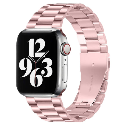 For Apple Watch Series 10 42mm / 9&8&7 41mm / SE 3&SE 2&6&SE&5&4 40mm / 3&2&1 38mm Fold Buckle 3 Beads Stainless Steel Watch Band