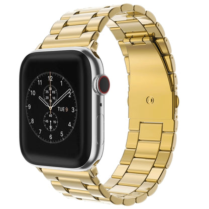For Apple Watch Series 10 42mm / 9&8&7 41mm / SE 3&SE 2&6&SE&5&4 40mm / 3&2&1 38mm Fold Buckle 3 Beads Stainless Steel Watch Band