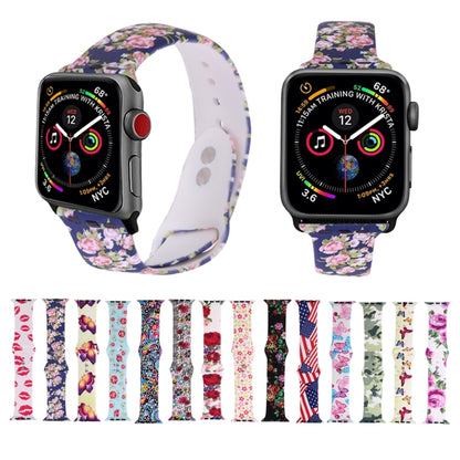 Silicone Printing Strap for Apple Watch Series 5 & 4 40mm (Color Flower Pattern), 40mm