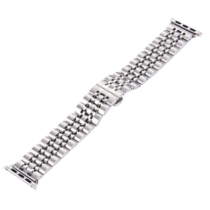 Hidden Butterfly Buckle 7 Beads Stainless Steel Watch Band For Apple Watch 42mm(Silver Gold), 20mm Women