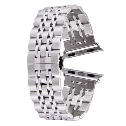 Hidden Butterfly Buckle 7 Beads Stainless Steel Watch Band For Apple Watch 42mm(Silver Gold), 20mm Women