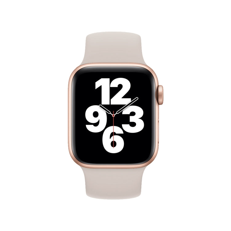 For Apple Watch Series 10 42mm / 9&8&7 41mm / SE 3&SE 2&6&SE&5&4 40mm / 3&2&1 38mm Solid Color Elastic Silicone Watch Band, Size:M 143mm
