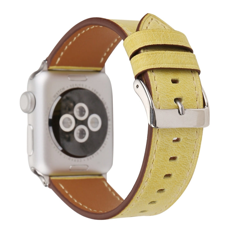 For Apple Watch Ultra 49mm&Watch Ultra 2 49mm / Series 10 46mm / 9&8&7 45mm / SE 3&SE 2&6&SE&5&4 44mm / 3&2&1 42mm Fresh Style Genuine Leather Watch Band, 42mm
