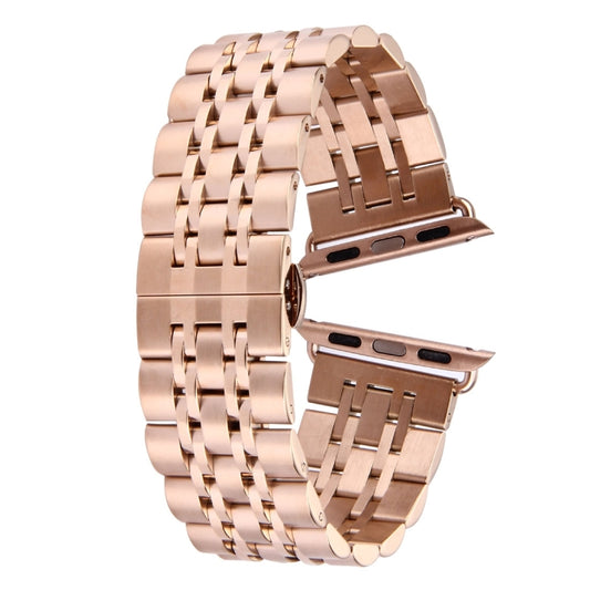 22mm Men Hidden Butterfly Buckle 7 Beads Stainless Steel Watch Band For Apple Watch 38mm, 22mm Men