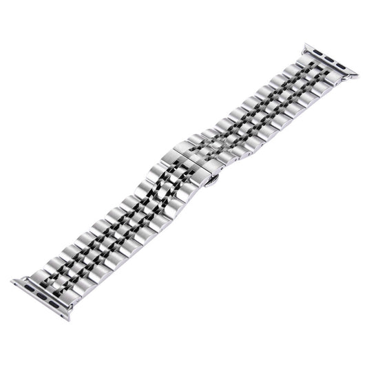 22mm Herren verdeckte Faltschließe 7 Perlen Edelstahl-Armband für Apple Watch 38mm, 22mm Herren