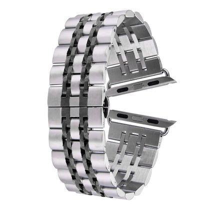 22mm Men Hidden Butterfly Buckle 7 Beads Stainless Steel Watch Band For Apple Watch 38mm, 22mm Men