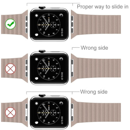 For Apple Watch 42mm Loop Magnetic Closure Clasp PU Leather Watch Band