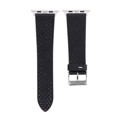 For Apple Watch Ultra 49mm&Watch Ultra 2 49mm / Series 10 46mm / 9&8&7 45mm / SE 3&SE 2&6&SE&5&4 44mm / 3&2&1 42mm Simple Fashion Genuine Leather Hole Pattern Watch Band, 42mm
