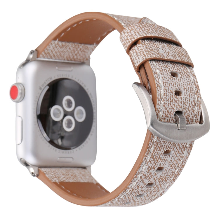 For Apple Watch Ultra 49mm&Watch Ultra 2 49mm / Series 10 46mm / 9&8&7 45mm / SE 3&SE 2&6&SE&5&4 44mm / 3&2&1 42mm Simple Fashion Genuine Leather Cowboy Pattern Watch Band, 42mm