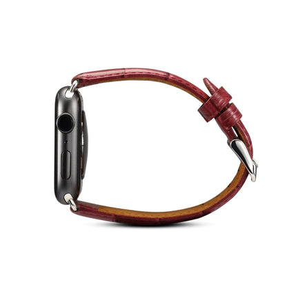 Denior Crocodile Grain Watch Cowhide Leather Watch Band for Apple Watch Series 10 42mm / 9&8&7 41mm / SE 3&SE 2&6&SE&5&4 40mm / 3&2&1 38mm