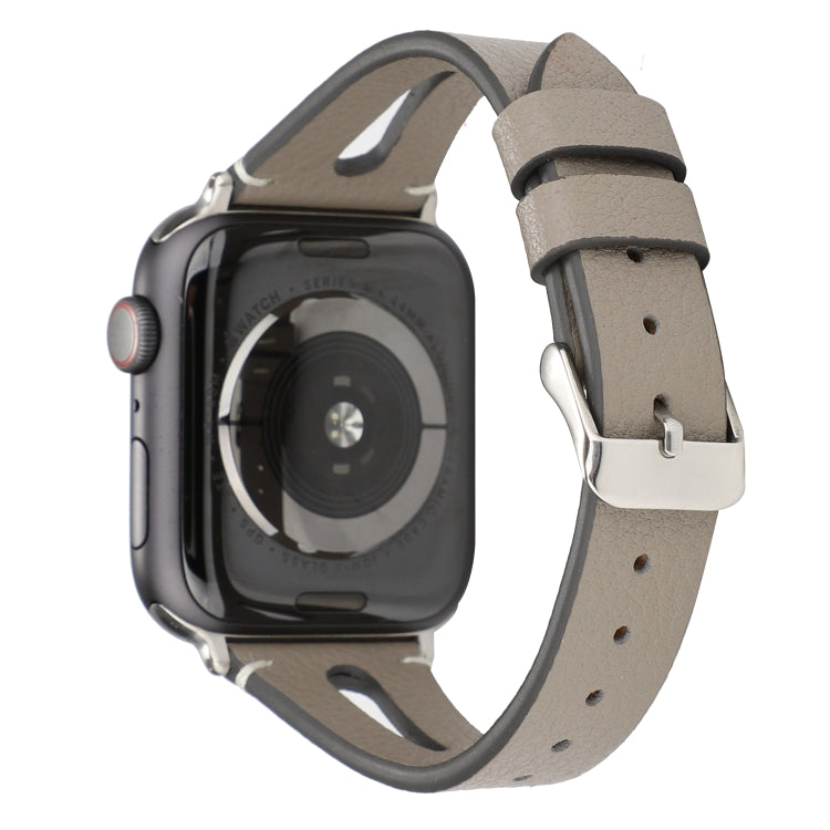 Simple V-shaped Leather Watch Band for Apple Watch Ultra 49mm&Watch Ultra 2 49mm / Series 10 46mm / 9&8&7 45mm / SE 3&SE 2&6&SE&5&4 44mm / 3&2&1 42mm